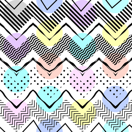 Seamless background. Geometric abstract chevron pattern. Pattern in Memphis style on white background.のイラスト素材