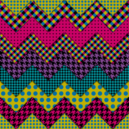 Seamless background pattern. Patchwork pattern of chevron pattern.のイラスト素材