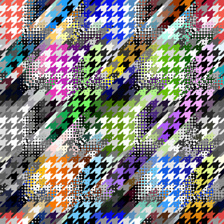 Seamless background. Geometric abstract diagonal pattern in low poly pixel art style and halftone...