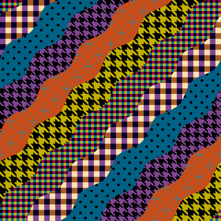 Seamless background pattern. Imitation of a patchwork pattern. Wavy diagonal shapes.