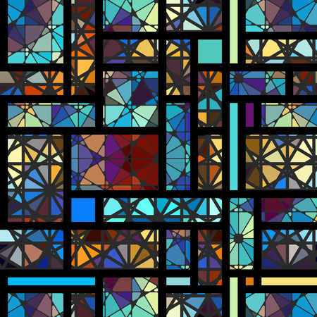 Seamless arabic geometric pattern in patchwork style illustration.のイラスト素材