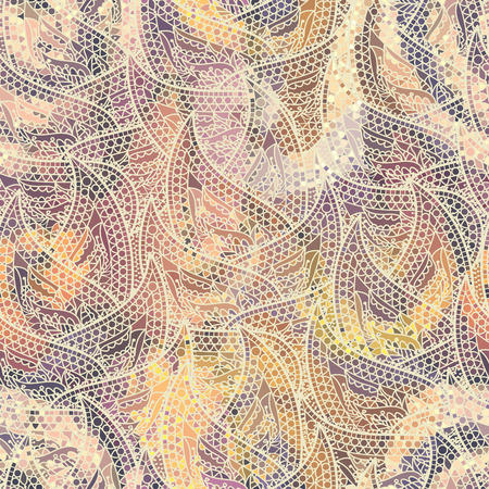 Low poly ornamental texture based on decorative elements Paisley. Seamless pattern in indian style.のイラスト素材