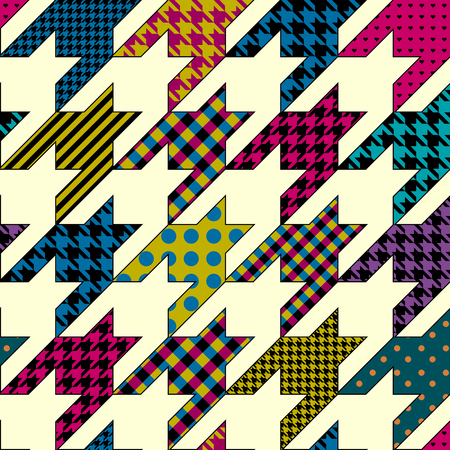Seamless background pattern. Geometrical Hounds-tooth pattern in a patchwork style.