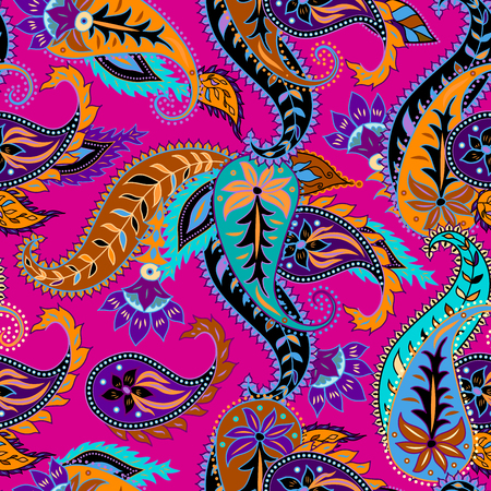 Seamless floral pattern in Indian style.のイラスト素材