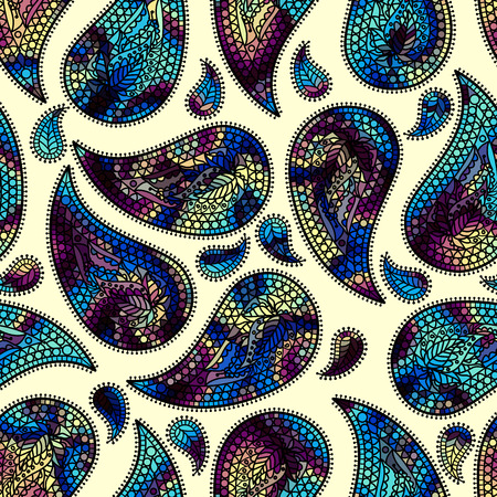 Pattern based on decorative elements paisley. Seamless pattern in indian style.のイラスト素材