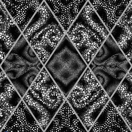 Seamless background pattern. Mosaic art pattern of rhombuses of different tile textures.