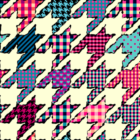 Seamless background pattern. Geometrical Hounds-tooth pattern in a patchwork style.のイラスト素材