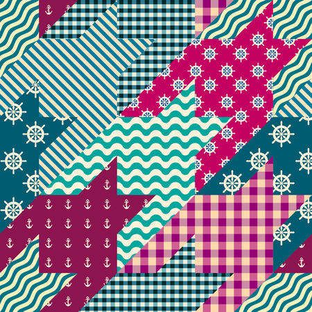 Seamless background pattern. Geometrical Hounds-tooth pattern in a patchwork style.のイラスト素材