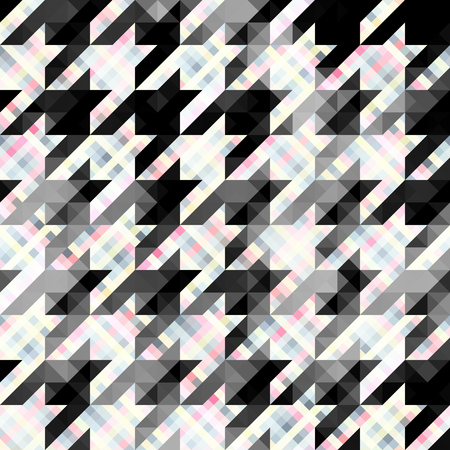 Seamless geometric pattern. Classic Hounds-tooth pattern in a pixel art and lowpoly style.