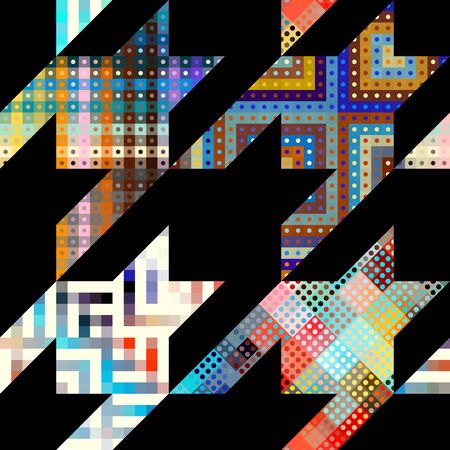 Seamless geometric pattern. Classic Hounds-tooth pattern in a patchwork collage style. Vector image.のイラスト素材