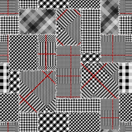 Seamless vector pattern. Patchwork of Classic Glen Plaid patterns. Vector image.