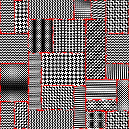 Seamless vector pattern. Patchwork of Classic Glen Plaid patterns. Vector image.のイラスト素材