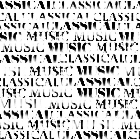 Classical music lettering and notes on white. Seamless background.のイラスト素材