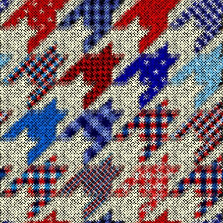 Seamless Hounds-tooth pattern. Imitation of a texture of rough canvas. Vector image.