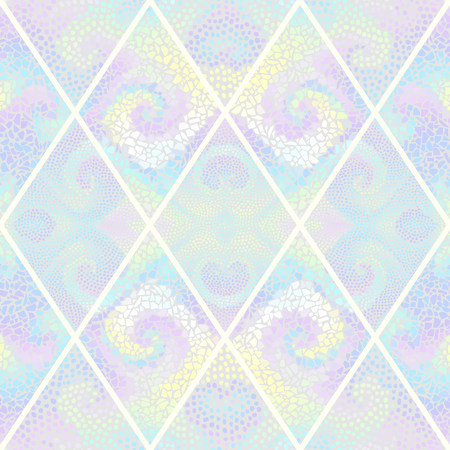 Seamless background pattern. Mosaic art pattern of rhombuses of different tile textures.のイラスト素材