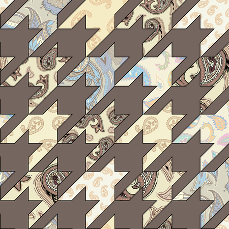 Seamless background pattern. Geometrical Hounds-tooth pattern in patchwork style.