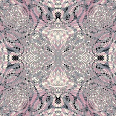 Seamless background pattern. Symmetric mosaic art pattern of different tile textures. Art Nouveau...