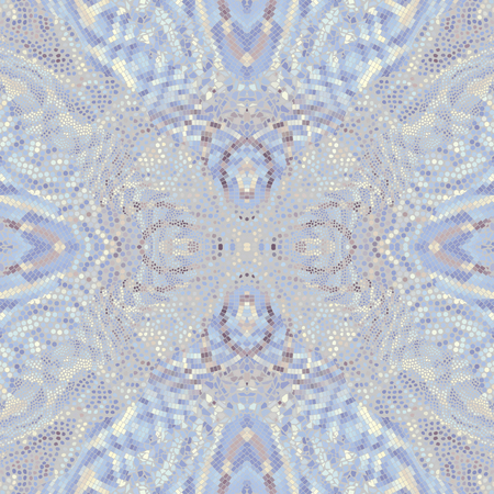 Seamless background pattern. Symmetric mosaic art pattern of different tile textures. Art Nouveau style.のイラスト素材