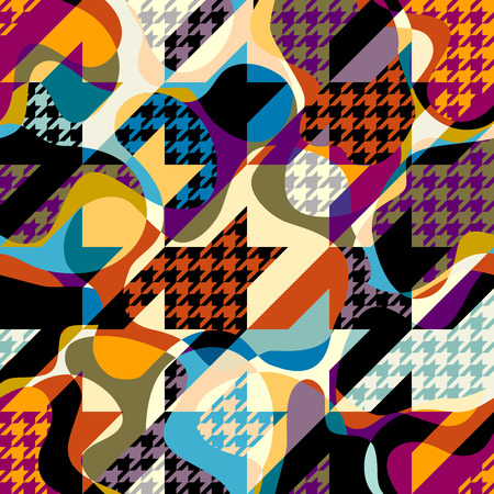Seamless geometric pattern. Classic Hounds-tooth pattern in a patchwork collage style.のイラスト素材