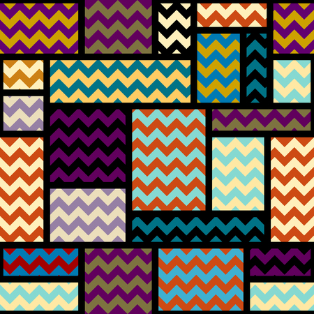 Seamless geometric pattern. Classic chevron pattern in a patchwork collage style. Vector image.のイラスト素材