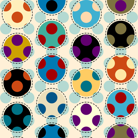Seamless geometric pattern. Classic polka dot pattern in a patchwork collage style. Vector image.のイラスト素材