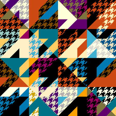 Seamless geometric pattern. Classic Hounds-tooth pattern in a patchwork collage style.のイラスト素材