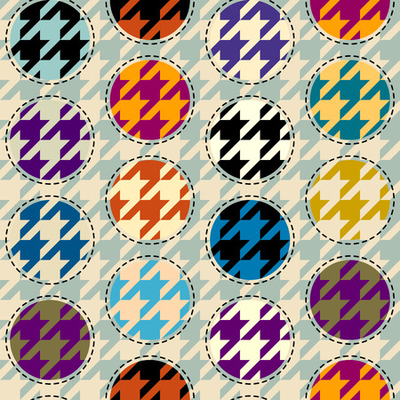 Seamless geometric pattern. Classic Hounds-tooth pattern in a patchwork collage style.のイラスト素材