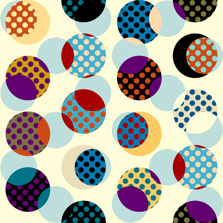 Seamless geometric pattern. Classic polka dot pattern in a patchwork collage style. Vector image.のイラスト素材