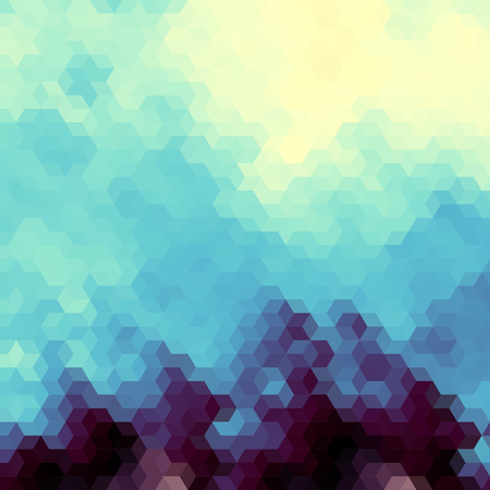 Blurred background. Geometric abstract pattern in low poly style. Effect of a glass. Small cubes....
