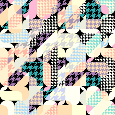 Seamless geometric pattern. Classic Hounds-tooth pattern in a patchwork collage style. Vector image.のイラスト素材