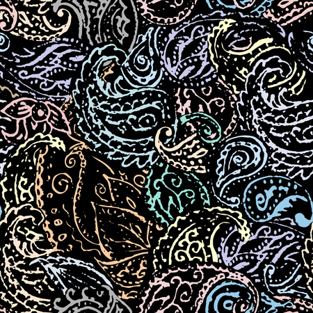 Pattern based on decorative elements Paisley. Seamless vector pattern in retro grunge indian style.のイラスト素材