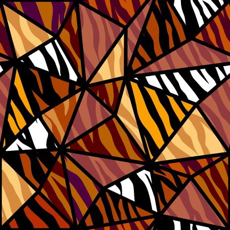 Abstract exotic pattern in patchwork style. Brown tribal background. Vector image. Seamless pattern.のイラスト素材