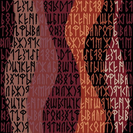 Runes seamless pattern. Runic alphabet wallpaper. Vector illustrationのイラスト素材