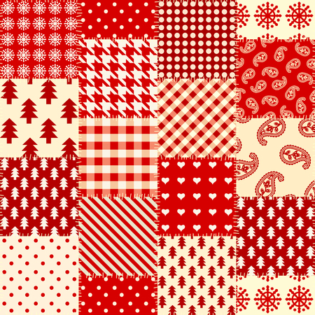 Seamless background pattern. Cristmas patchwork pattern. Vector imageのイラスト素材