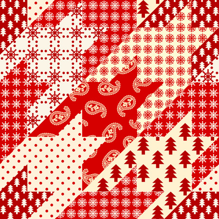 Seamless background pattern. Cristmas patchwork pattern. Vector imageのイラスト素材