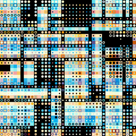 Geometric abstract pattern in low poly pixel art style. Polka dot pattern on low poly background. Vector image.のイラスト素材
