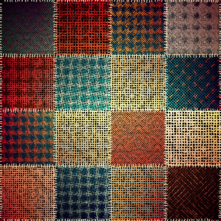Seamless pattern. Imitation of a patchwork pattern of rough canvas. Vector image.