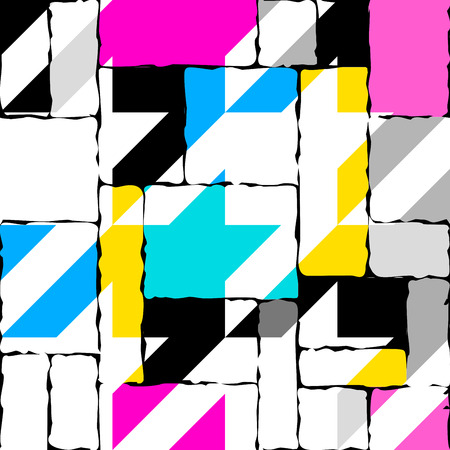 Seamless geometric pattern. Classic Hounds-tooth pattern in a patchwork collage style. Vector image.