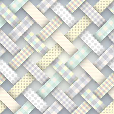 Seamless vector image. Patchwork plaid pattern. Imitatin of interweaving ribbons.のイラスト素材