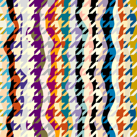Seamless geometric pattern. Classic Hounds-tooth pattern in a patchwork collage style. Vector image.