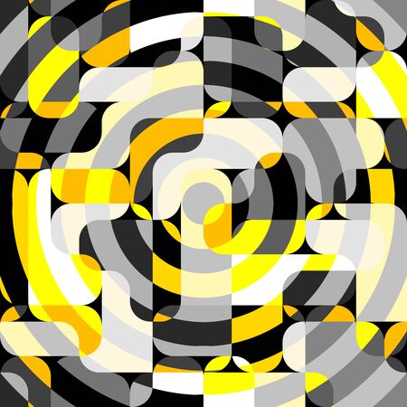 Seamless geometric pattern. Yellow pattern in a patchwork collage style. Vector image.のイラスト素材