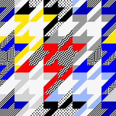 Seamless geometric pattern. Classic Hounds-tooth pattern in a collage style. Vector image.