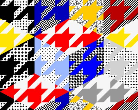 Seamless geometric pattern. Classic Hounds-tooth pattern in a collage style. Vector image.