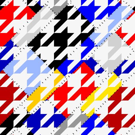 Seamless geometric pattern. Classic Hounds-tooth pattern in a collage style. Vector image.