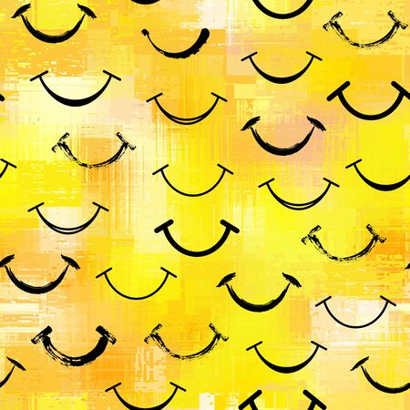 Smile signs on yellow background. Vector image.のイラスト素材