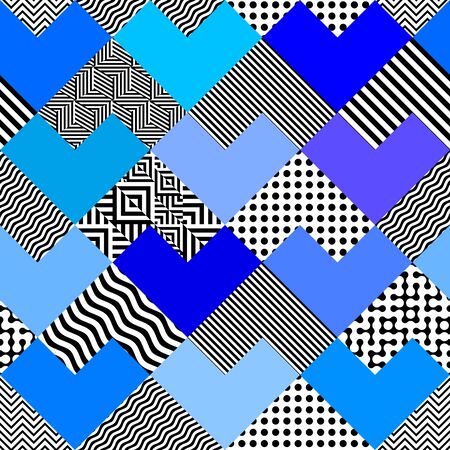Seamless pattern. Geometric pattern in patchwork collage style. Vector image.