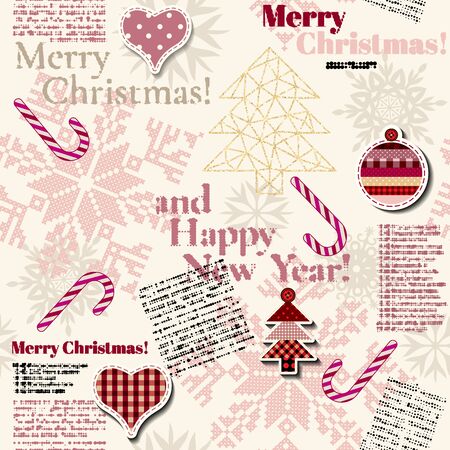 Seamless background pattern. Christmas pattern in retro style.のイラスト素材