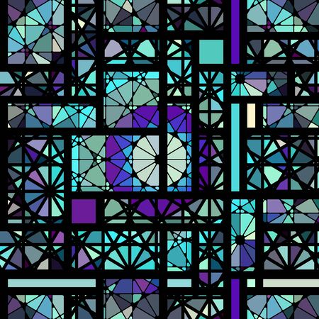 Seamless background pattern. Mosaic art pattern. Block design of squares. Vector image.のイラスト素材