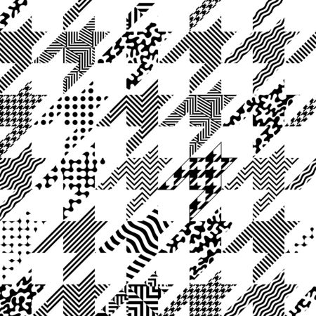 Seamless geometric pattern. Classic Hounds-tooth pattern in patchwork style. Vector image.