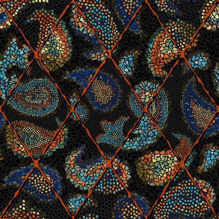 Seamless mosaic art pattern. Abstract art background.. Vector image.のイラスト素材